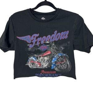 Freedom Chopper crop shirt Celebrate Patriotic graphic tee motorcycle